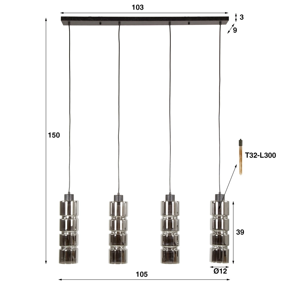 Zylinder-Pendellampe Cylinder 4 Lichter – Ø 12 cm Lyora 8716803511965