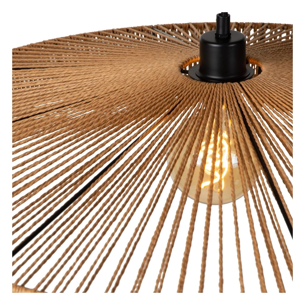 Pendellampe Yunkai Ø 50 cm schwarz mit Rattan Lucide 5411212105691