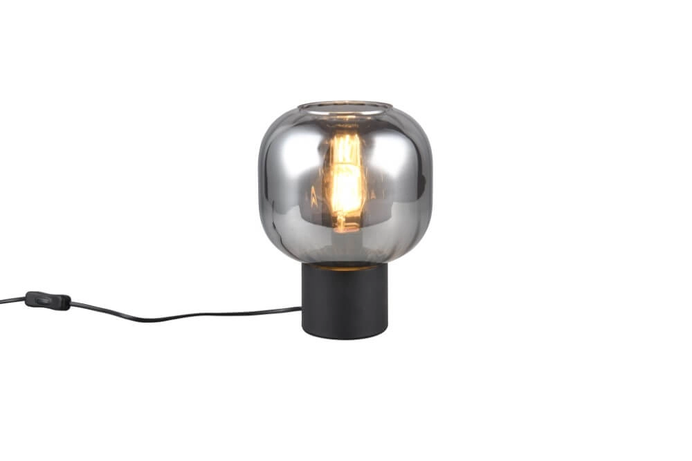 Trendige Tischlampe Diva schwarz mit Rauchglas Trio 4017807614596