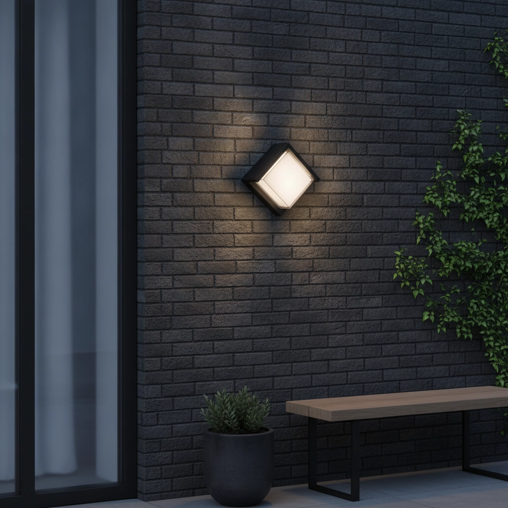 Design-Wandleuchte Max quadratisch grau