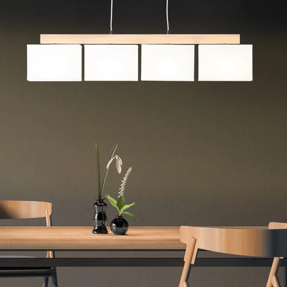 Hängelampe Rayan weiß mit Holz Brilliant 4004353393662