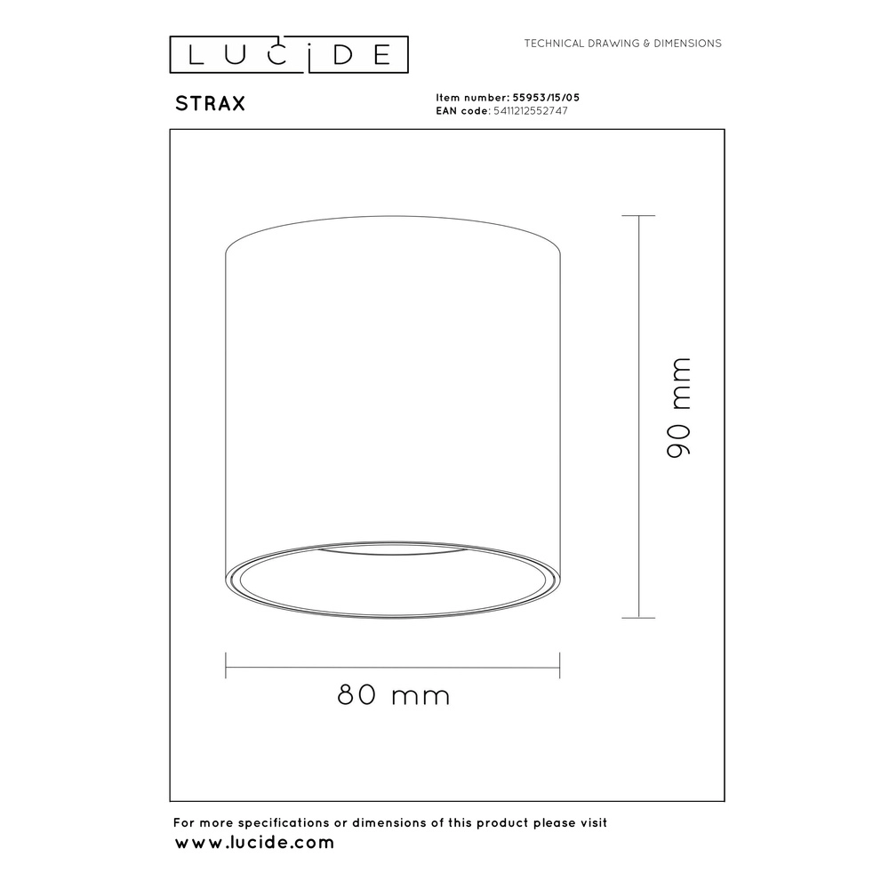 Oberflächenmontierter Spot Straxx champagner Ø 8 cm Premium by Lucide 5411212552747
