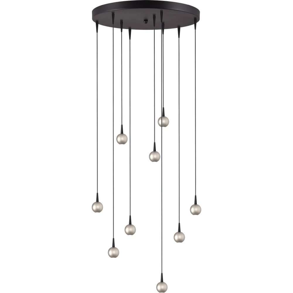 9-Licht Pendellampe Talana schwarz mit Nickel Ø 50cm DTW