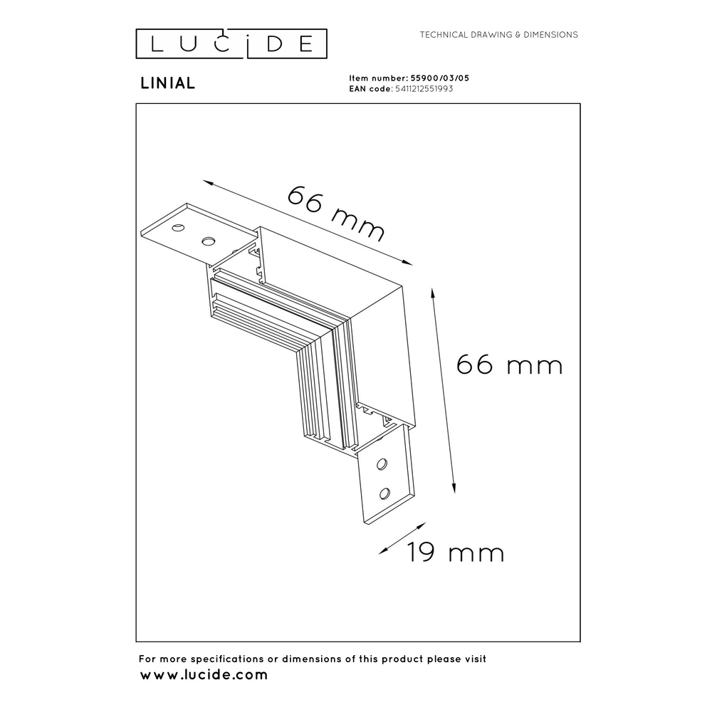 Vertikalwinkel-Einphasen-Phase Linial Champagner Premium by Lucide 5411212551993