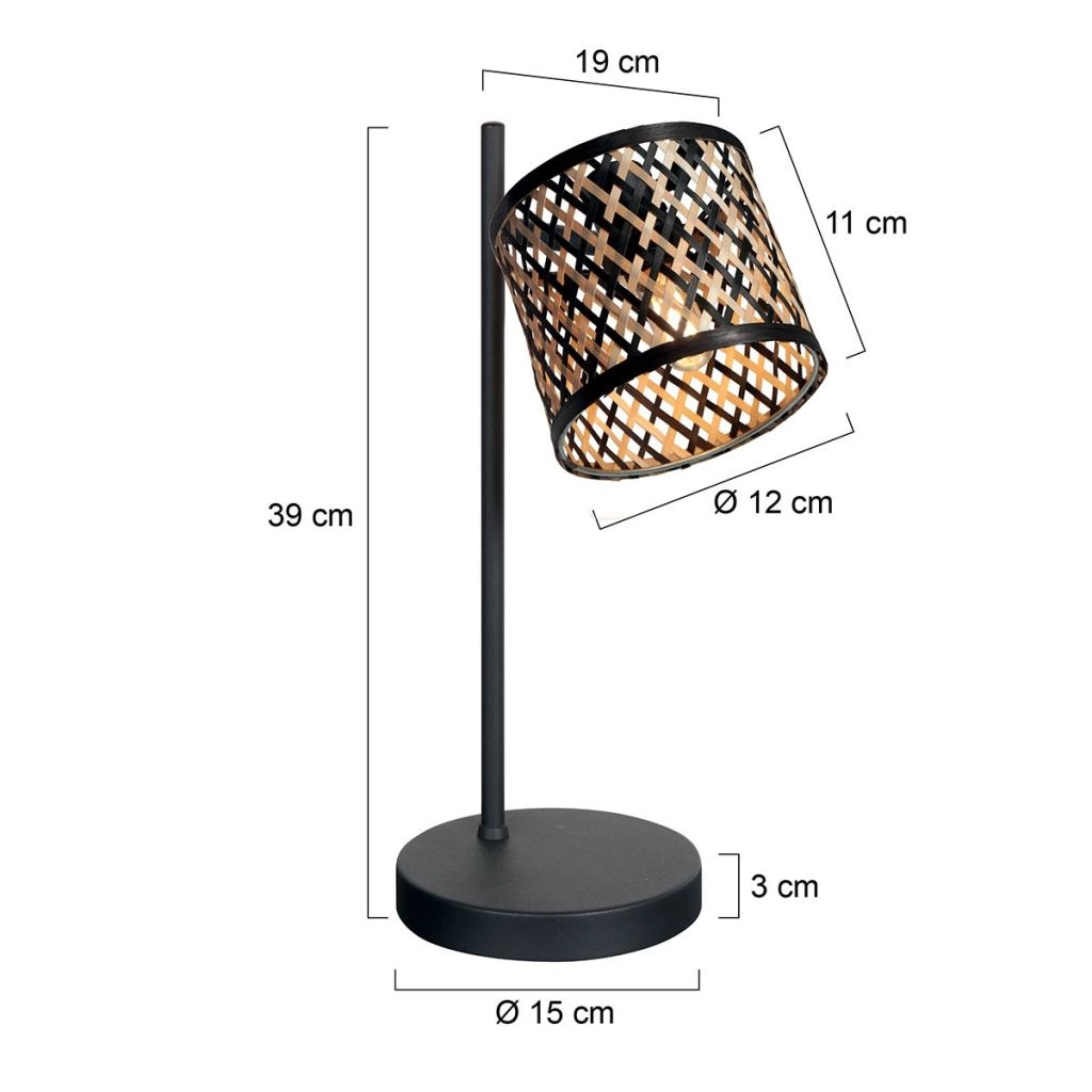 Tischlampe Sumba mit Bambuskappe Ø12 cm Steinhauer 8712746182859