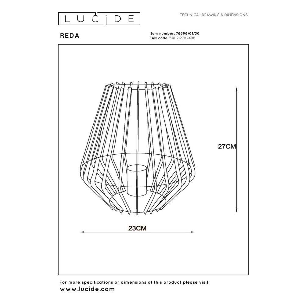 Tischlampe Reda Schwarz Lucide 5411212782496