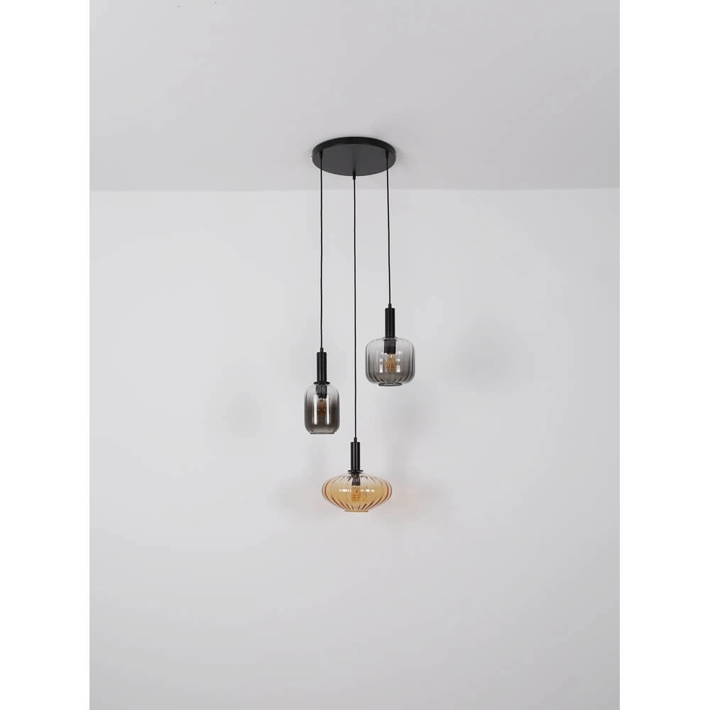 Pendelleuchte Valletta mit farbigem Glas 3-flammig Globo 9007371455867