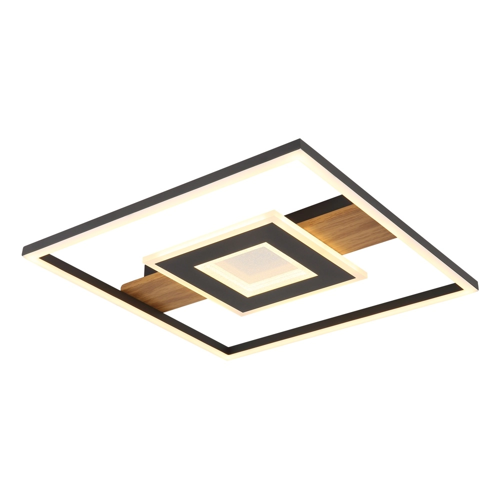 Elegante Deckenlampe Pikara Schwarz mit Holz