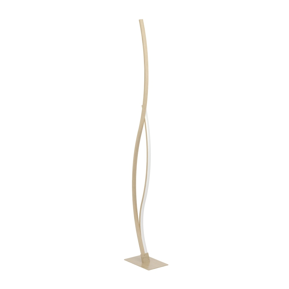 LED-Stehlampe Grisolia 129 cm – Holzoptik