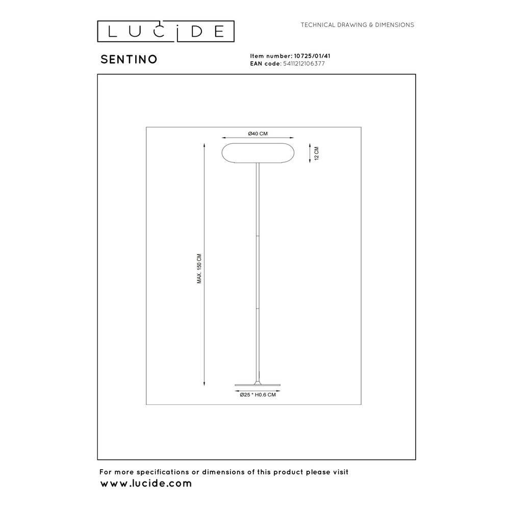 Stehlampe Sentino Ø 40cm taupe Lucide 5411212106377