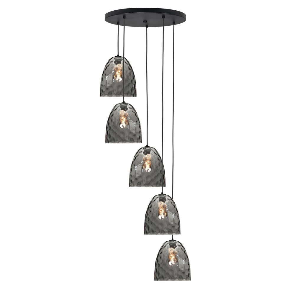 5-flammige Pendelleuchte Fantasy schwarz mit braunem Glas Highlight 8718379041020