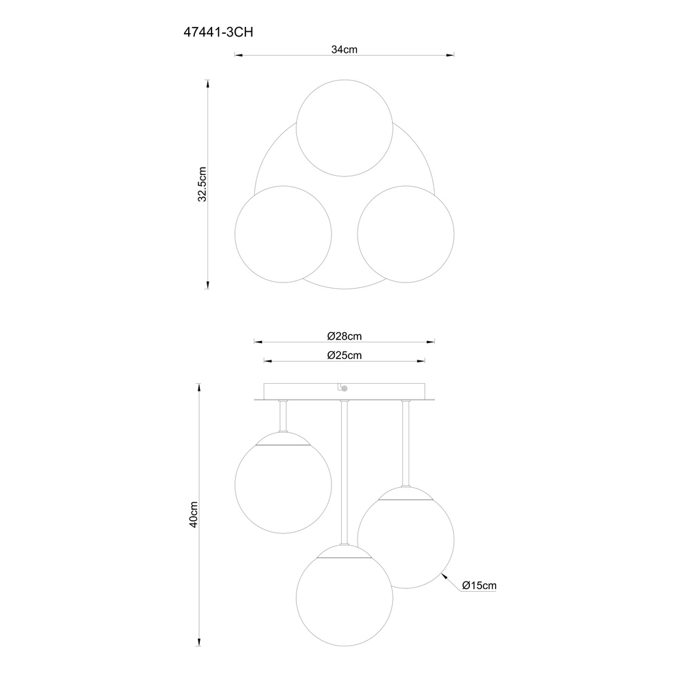 3-Licht Deckenlampe Harmon Champagner Globo 9007371580927