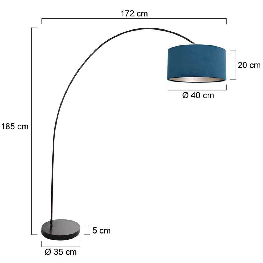 Bogenlampe Solva schwarz mit blauer Kapuze Steinhauer 8712746174748