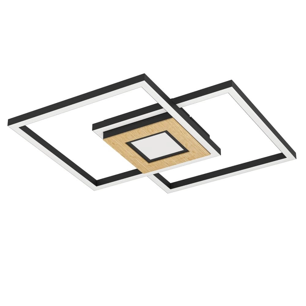 LED-Deckenleuchte Marinello schwarz mit Holz