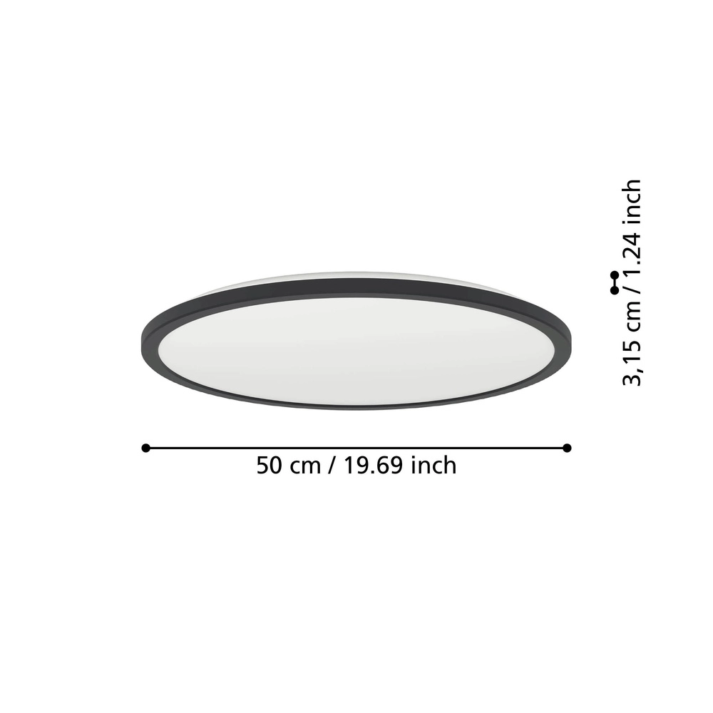 Intelligente Badezimmerlampe Rovito-Z rund – schwarz – Ø 50 cm Eglo 9008606329724