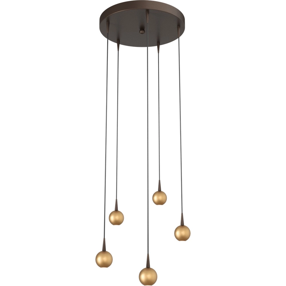 5-Licht Pendellampe Talana Kakaobraun mit Gold Ø 35 cm DTW