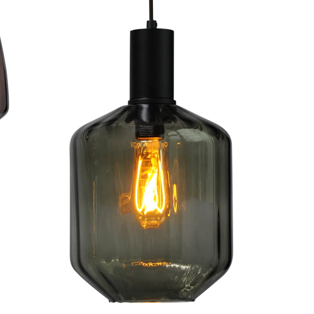 5-flammige Loft-Hängelampe - Schwarz - Porto mit verschiedenen Gläsern Masterlight 8718121271248