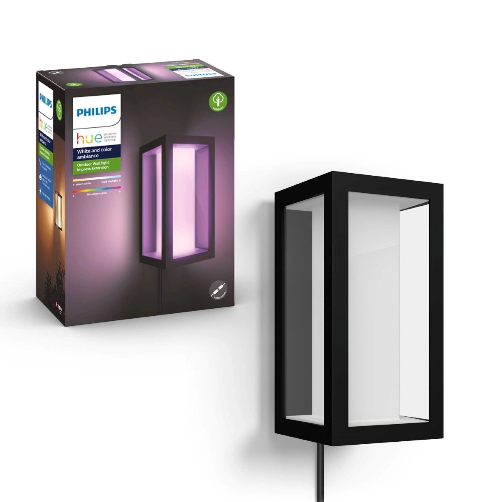 Quadratische Wandleuchte Hue Impress 24 Volt schwarz Philips 8718696174333