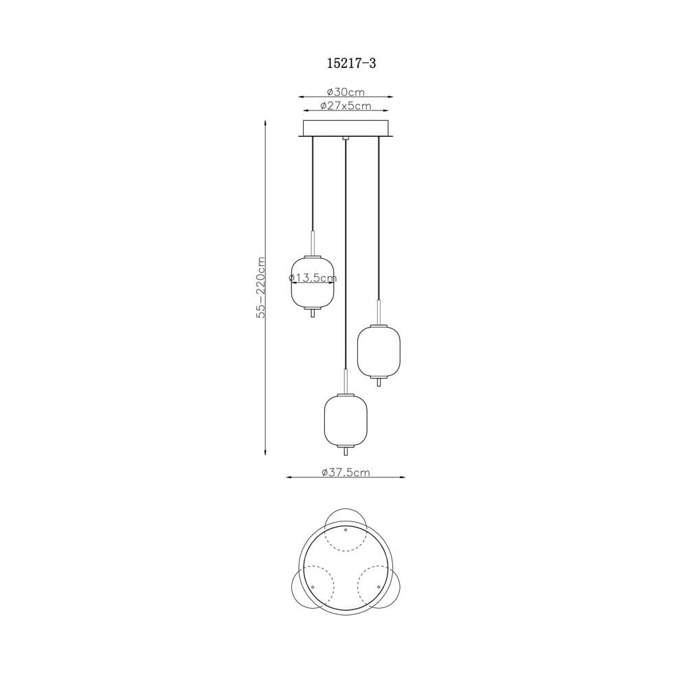 Goldene Pendelleuchte Ewald 3-flammiges Weißglas Ø 37,5cm Globo 9007371446582