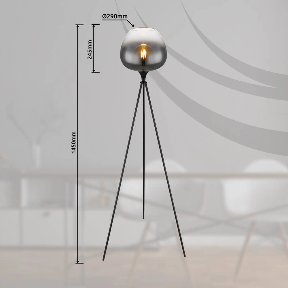 Schwarze Stehleuchte Maxy Stativ Globo 9007371435418