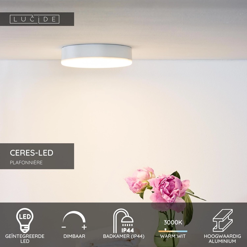 Deckenlicht Ceres-Led IP44 weiße Ø 21,5 cm Lucide 5411212281135