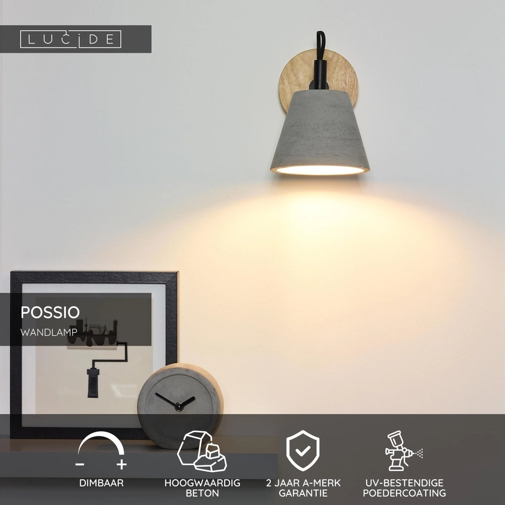 Wandlampe Possio Grau Lucide 5411212030887