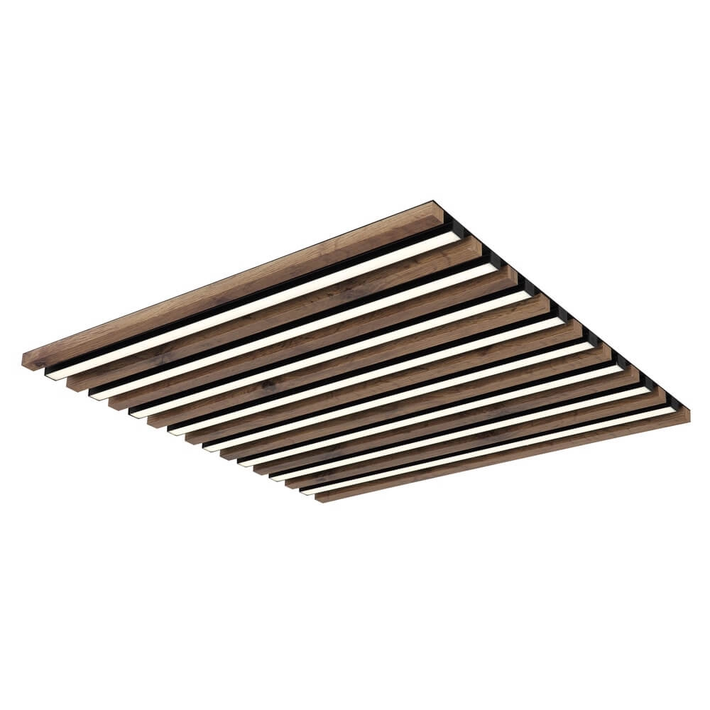 Deckenlampe Hayden schwarz mit Holz quadratisch 60cm