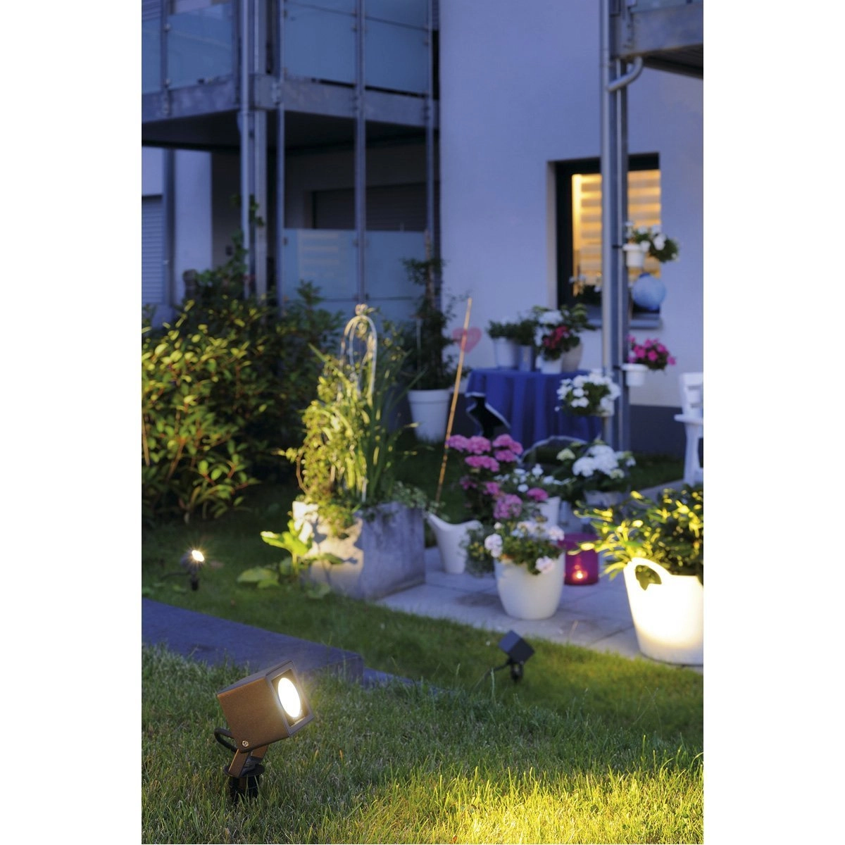 LED Gartenstrahler Nautilus Square LED mit gemahlenem Stift SLV 4024163140775