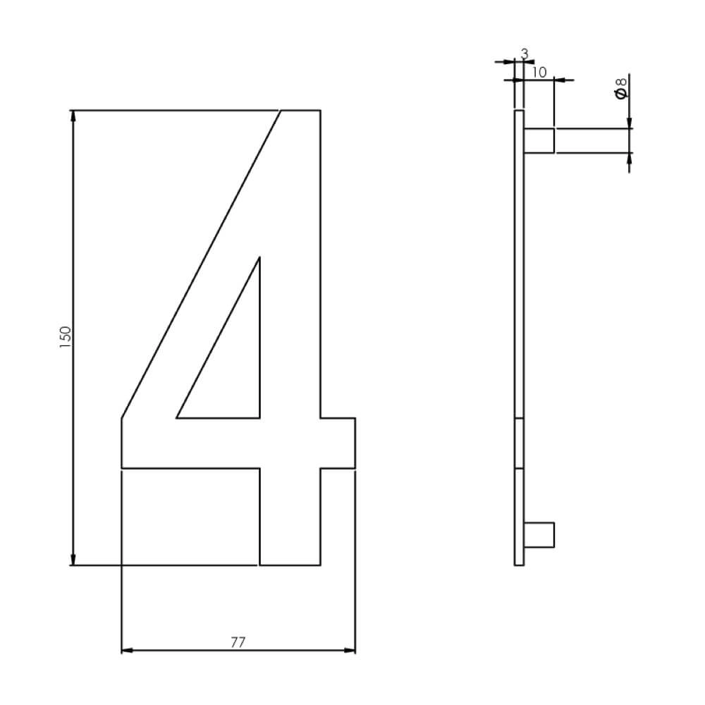 Hausnummer 4 Numbra 15cm Edelstahl Intersteel 8714186058329