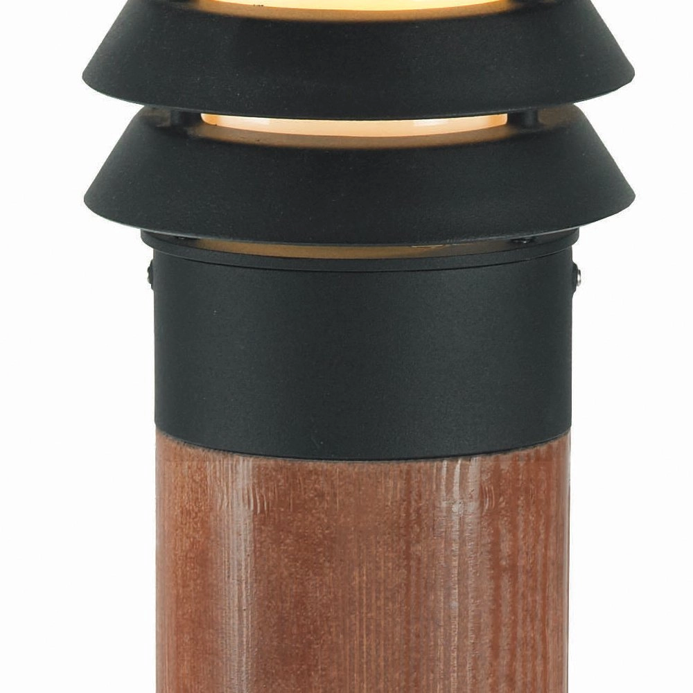 Ländliche Terrassenlampe Selhalm 85cm schwarz mit Holz Franssen 7042891440667