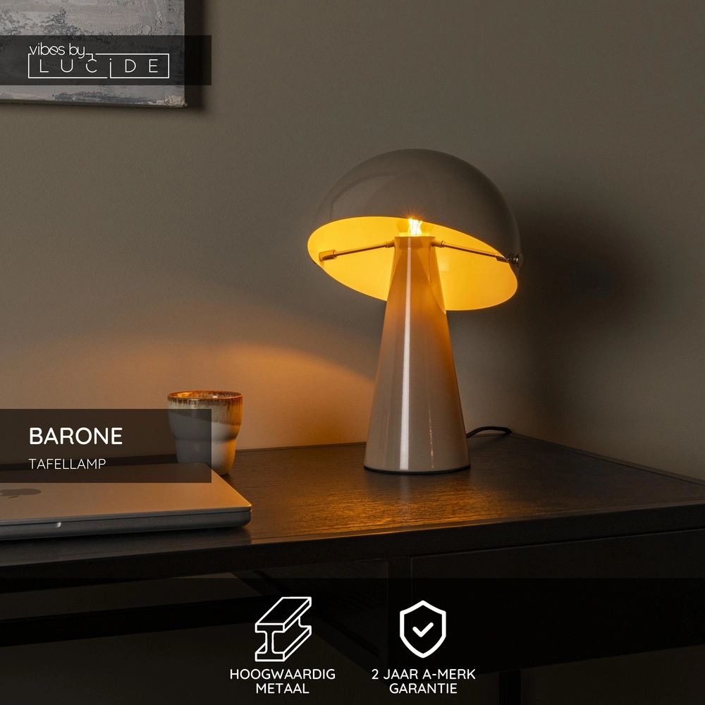 Tischlampe Barone taupe Ø 23 cm Lucide Vibes 5411212650085