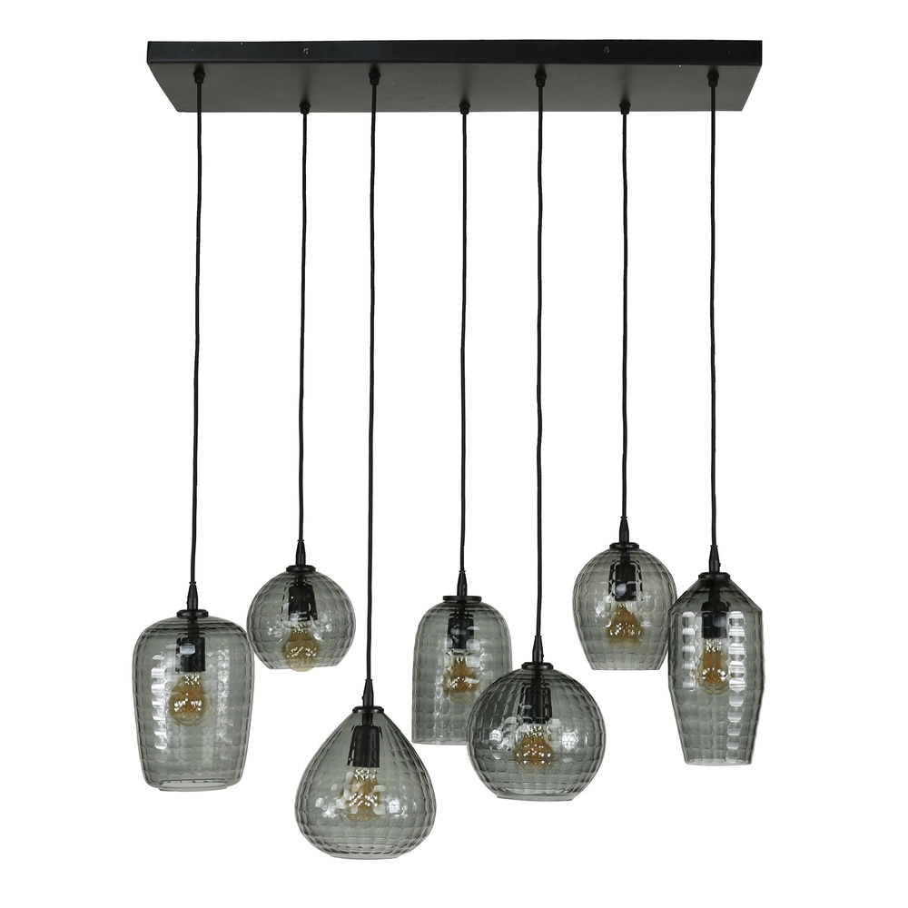 7-Licht Pendellampe Hexagon Rauchgläser Lyora 8716803511163