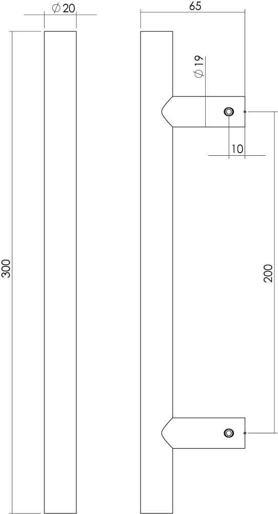 Türgriff T-Form Gripon 30cm schwarz Intersteel 8714186443255
