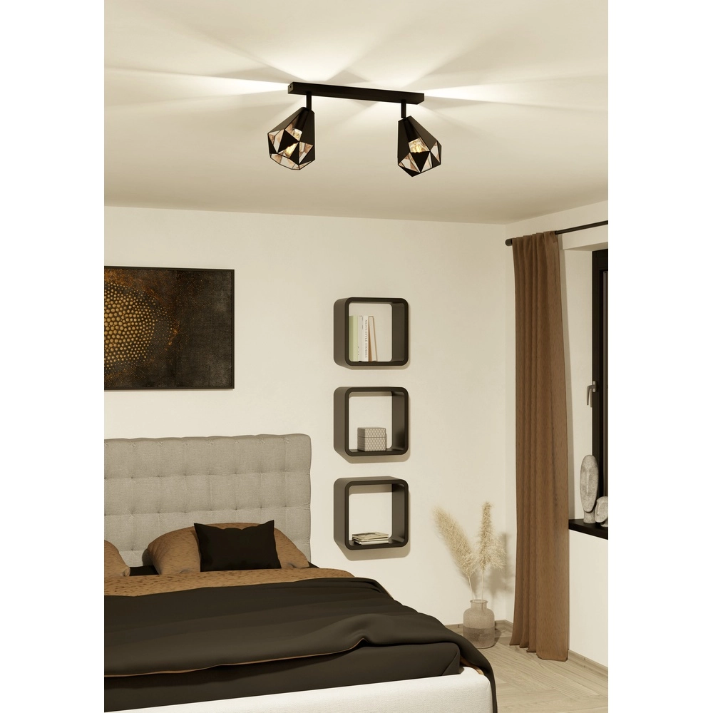 Schwarze Deckenlampe Carlton 7 2L – mit Kupfer Eglo 9002759437169