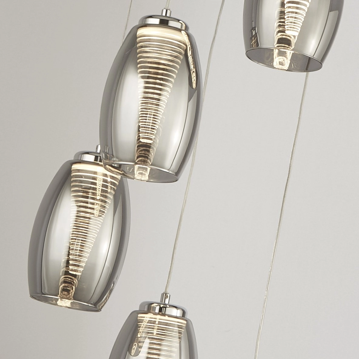 5-Licht Hängelampe Cyclone chrom mit Rauch Searchlight 5053423174433