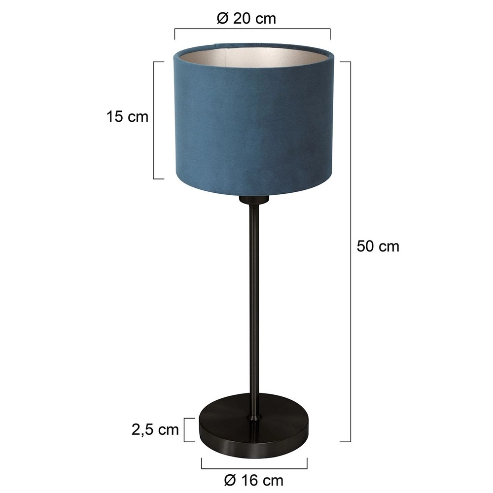 Schwarze Tischleuchte Noor mit blauer Kapuze Steinhauer 8712746182224