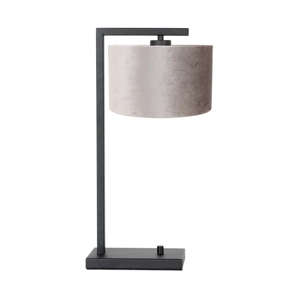Tischlampe Stanger schwarz mit grauem Samt