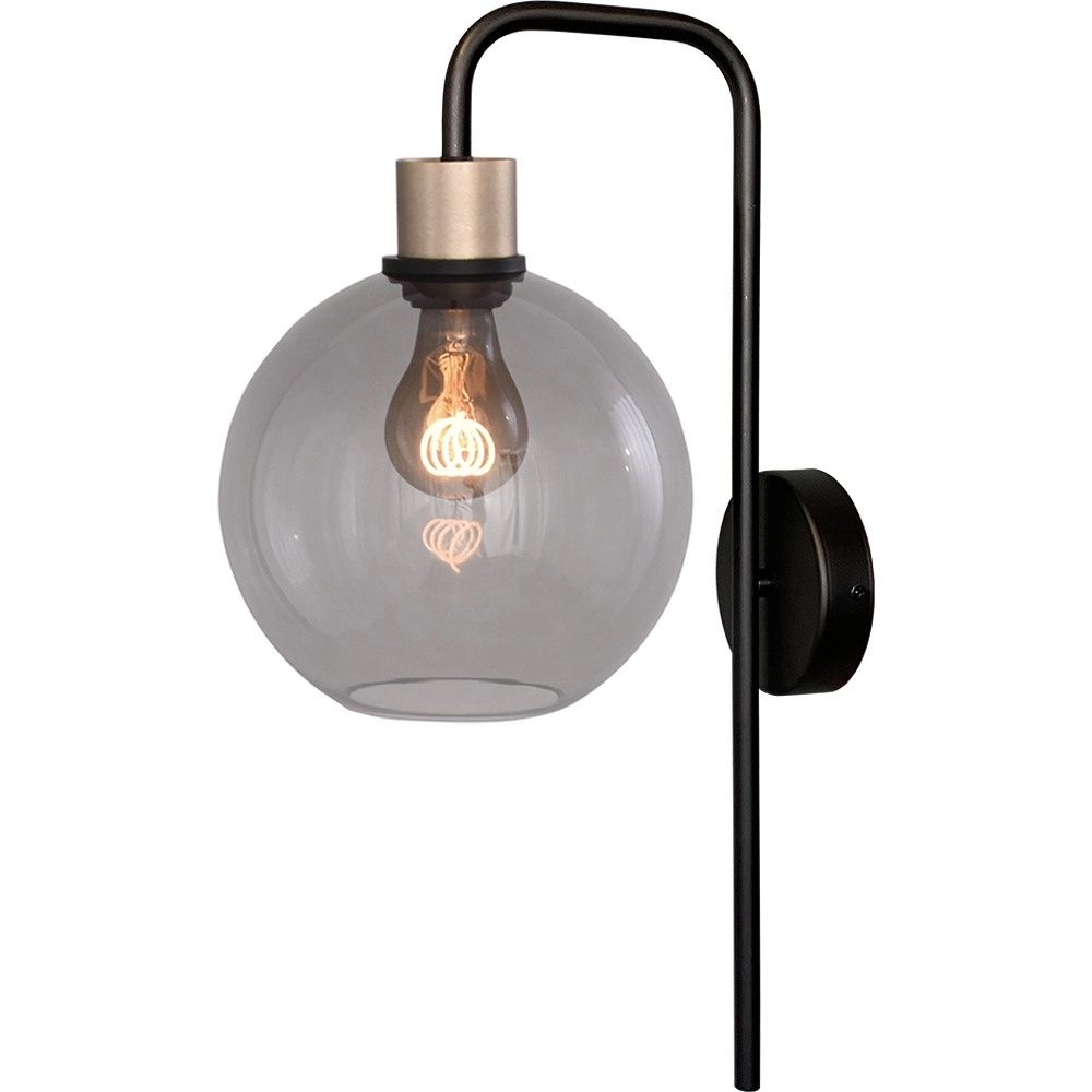 Wandlampe Lazise schwarzes mit goldenem Rauchglas