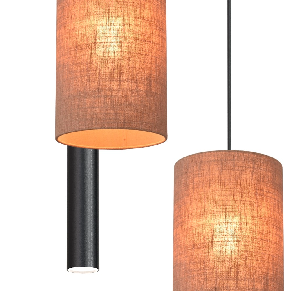 5-Licht Pendellampe Lisbourg Schwarz mit beigefarbener Kapuze Masterlight