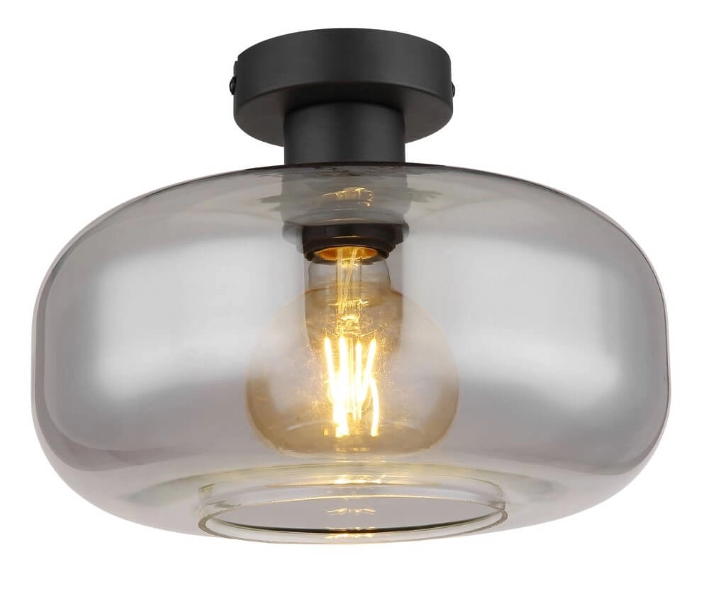 Schwarze Deckenlampe Giuseppe Rauchglas