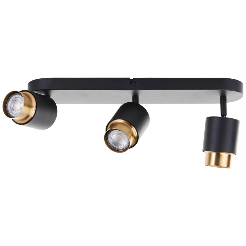 3-flammiger Aufbaustrahler Covelo schwarz mit gold Brilliant 4004353441363