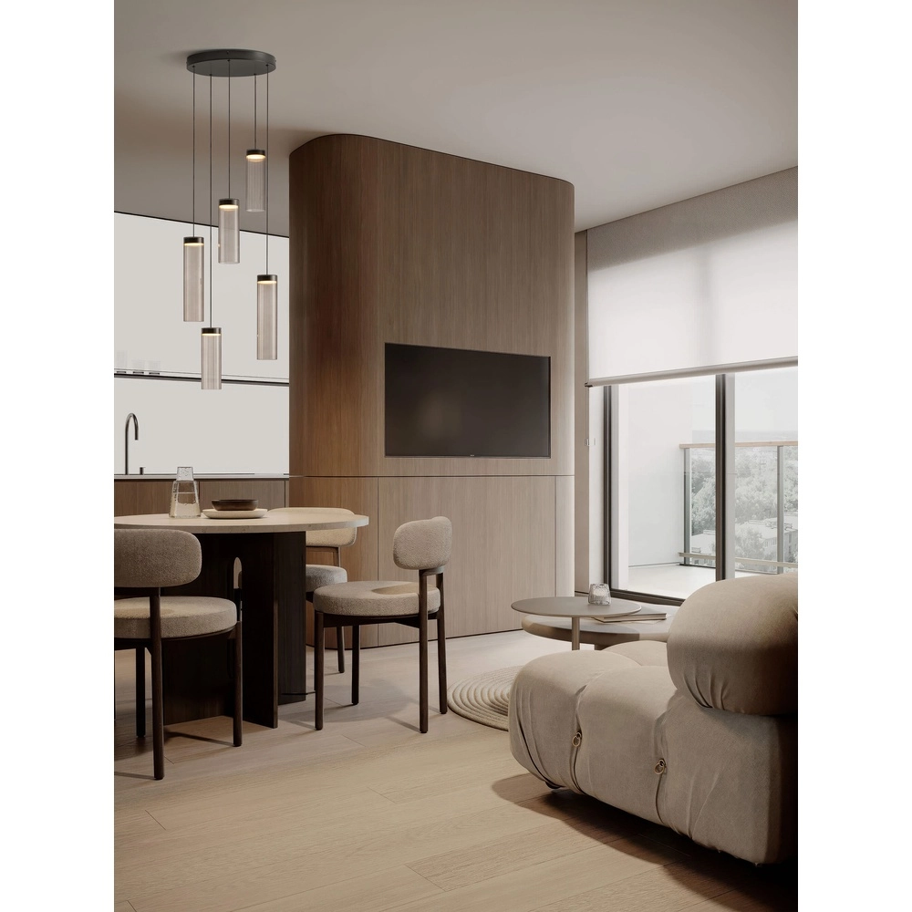 Design-Pendellampe Brielle Anthrazit mit Mokka-Glas 5-Lampen