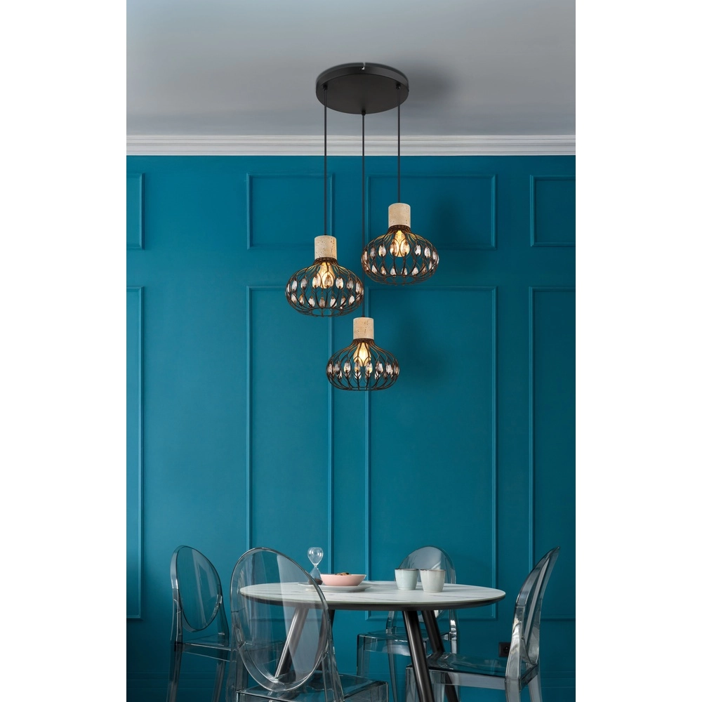 3-Licht Pendellampe Dorthy Country Black Globo 9007371569069