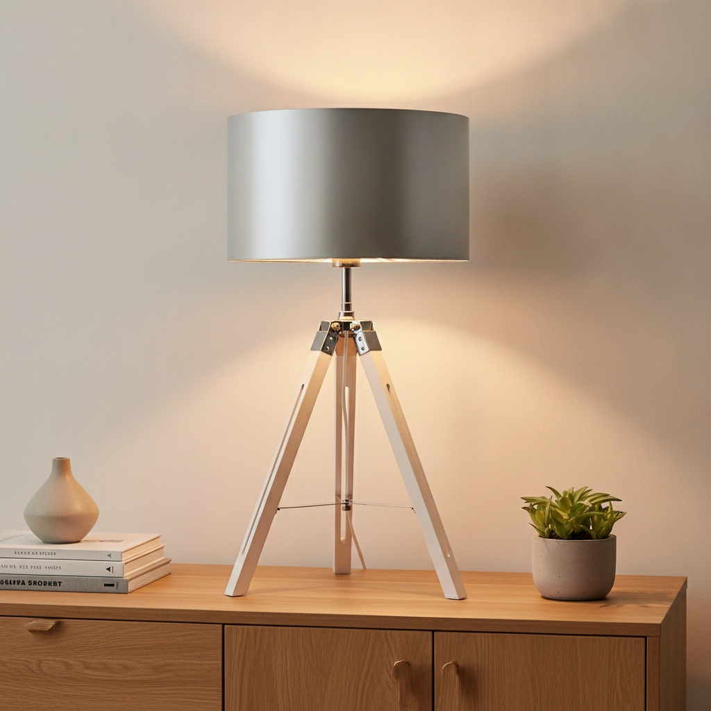 Stativ Tischlampe Jewel 67 cm weiß mit grau