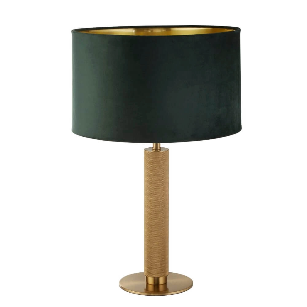 Goldene Tischlampe London mit grüner Haube