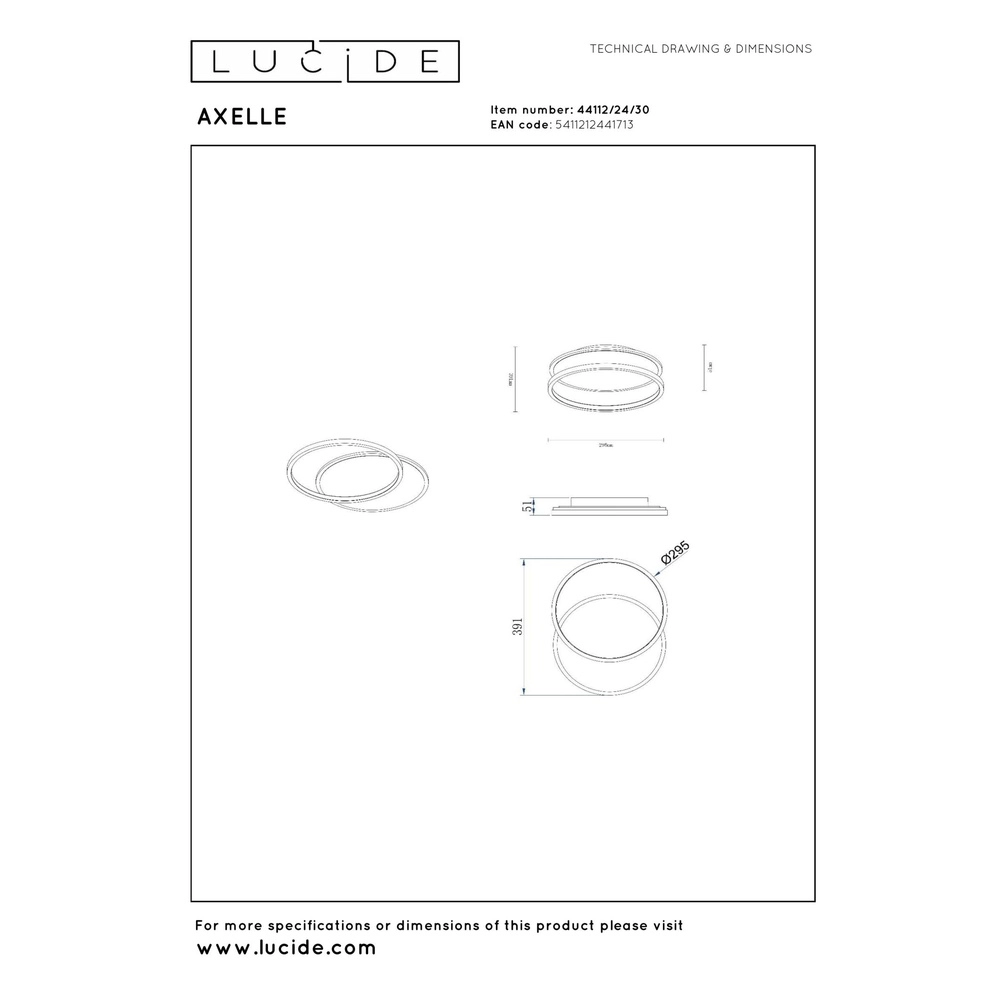 Design-Deckenlicht Axelle schwarzer 2700K Lucide 5411212441713