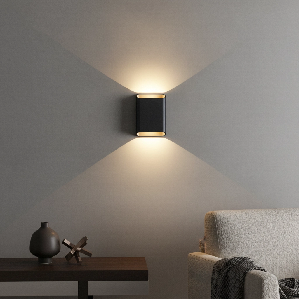 Wandlampe Diaz L Schwarz/Champagner
