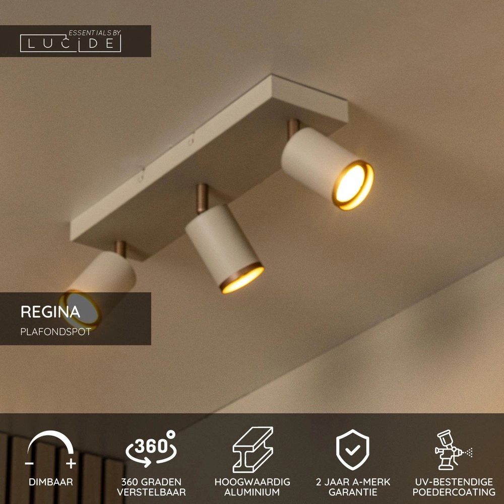 Deckenscheinwerfer Regina 3-hell Taupe mit Kaffeebraun Lucide 5411212531223