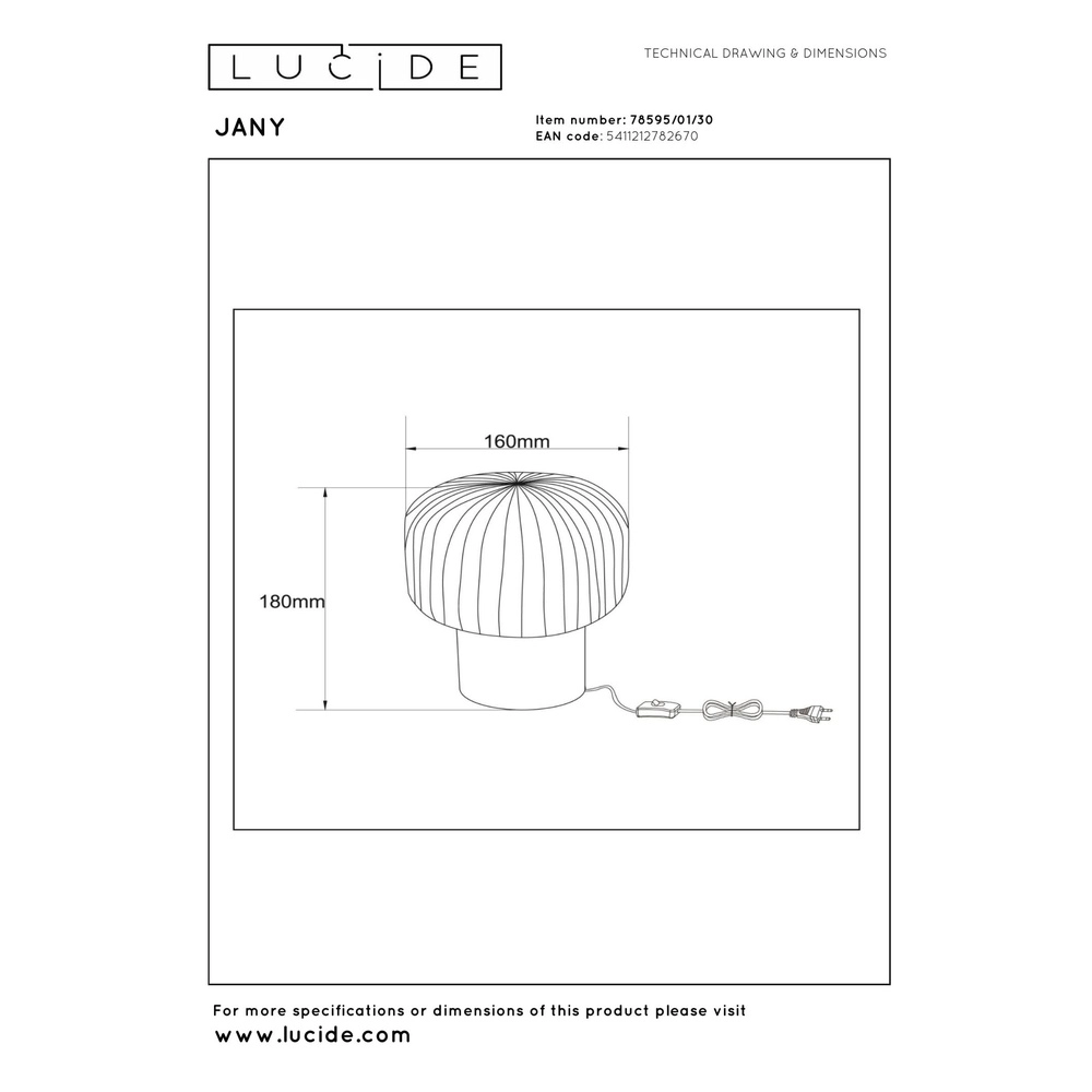 Tischlampe Jany Schwarz Lucide 5411212782670