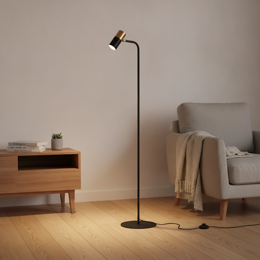 Stehlampe Pongo schwarz mit gold
